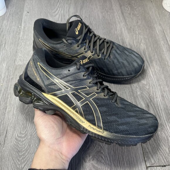 Asics Gel Jadeite Mens Sz 10 Black Gold Athletic Running Shoes Sneakers 1011B401